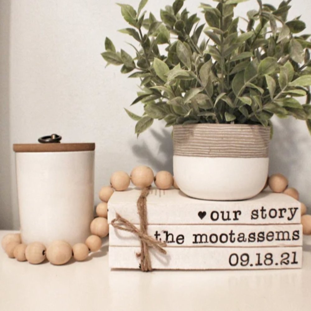 Custom Wedding Farmhouse Book Stack Home Decor